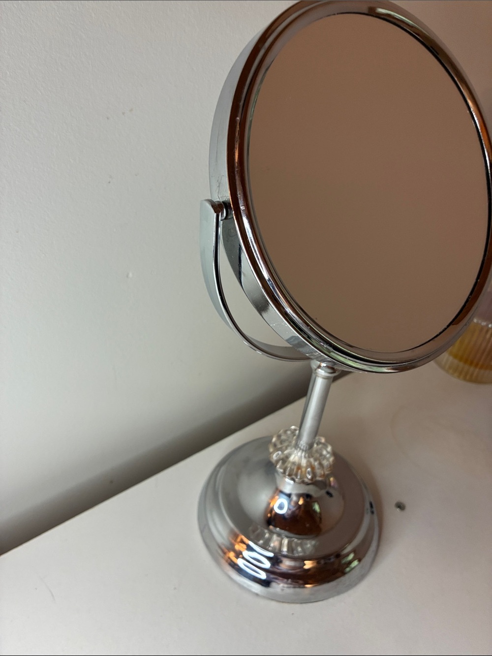 Vintage Style Silver Round Vanity Mirror Chrome Makeup Mirror - Picture 9 of 11